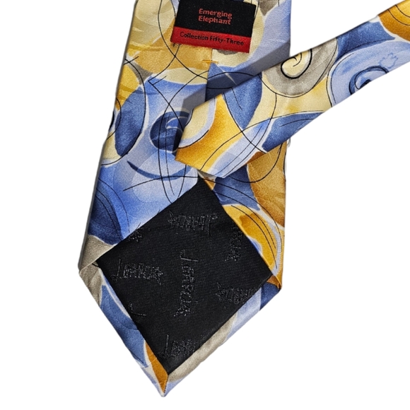 J. GARCIA Yellow/Blue Art Silk DESIGNER Tie - Picture 4 of 4